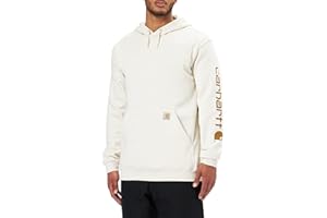 Carhartt Midweight Sleeve Logo Hooded Sweatshirt Workwear - Felpa con Cappuccio Originale Fit con Logo, Taglia S, Colore: Marrone Uomo (Pacco da 1)