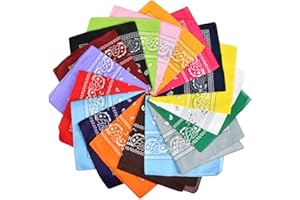 BUYGOO 20Pcs Colourful Paisley Bandanas Multifunction Head Scarves Unisex Neck Scarves Large Handkerchiefs Assorted Colour Square Bandanas for Men and Women/Ladies (55 x 55cm)