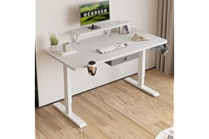 OCGREEN Splice Board Home Office Ergonomiczne biurko z półką na monitor (biały, 140 x 76 cm)