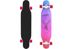 Hikole 42" Longboard Skateboard Per Bambini Adolescenti Adulti 8 Strati Acero Cruiser Longboard Completo Per Ragazze Ragazzi Principianti Drop-Through Downhill Speed Freestyle Skate, T-Tool