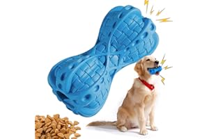 LiteBee Dog Chew Toys, Indestructible Squeaky Interactive Toys with Beef Flavor, Dog Toys for Aggressive Chewers Medium/Large Breed, Natural Rubber Treat Dispensing Toy, Toothbrush Dental Care Toys