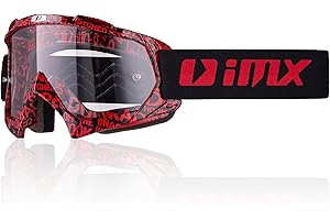 IMX RACING MUD Gafas de Moto | Lente transparente | Lente Antivaho y Antirrayas | Correa con Estampado de Silicona | Espuma de Tres capas | Incluye Una Lente
