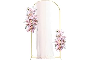MEEYUU 7.2x4FT Metal Gold Wedding Arch Backdrop Stand Balloon Arched Frame for Ceremony Birthday Party Graduation Bridal Baby Shower Anniversary Background Decoration (7.2x4FT(HxW), Gold)