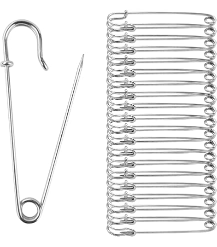 Alfileres de seguridad de alta resistencia, grande, 30 unidades, extra grande, resistente para mantas, faldas, tejidos, manualidades, manualidades, fabricación artesanal, plata 2 tamaños