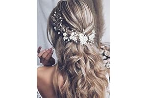Vakkery Accessori per capelli da sposa con perle per capelli da sposa in argento con fiore per capelli per donne e ragazze