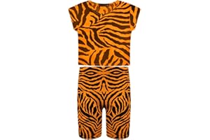 GUM & BERRIES Girls Crop Top Zebra Print Animal Striped Stretch T-Shirt Summer Neon Tee Tops 5-14 Years