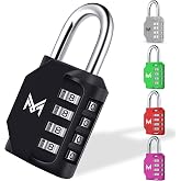 MERCURYAL Combination Padlock &ndash; Locker Padlock &ndash; 4 Digit Security Padlocks &ndash; 1/2 Units in Black &ndash; Lock Suitcase, Gym, Drawers