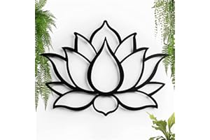 KELULY Decorazione in metallo. Scultura da parete galleggiante, con ombre, in acciaio. (21 x 15 cm., Fiore di Loto)