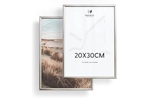 Heimlich Doppia confezione (2 pz.) Cornici in alluminio - con vetro acrilico antisfondamento - 20x30cm, Argento Champagne