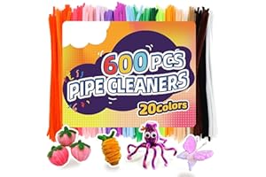 BRTNUP 600PCS Pipe Cleaners, 20 Colors Pipe Cleaners for Craft and DIY Art Home Decoration Fuzzy Sticks for Creative Project and Holiday Ornament Long Lasting Craft Supplies for Adults and Enthusiasts