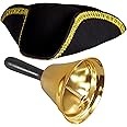 TOWN CRIER FANCY DRESS ACCESSORY SET TRICORN HAT + GOLD BELL BELLMAN CRIERS MEDIEVAL COSTUME SET
