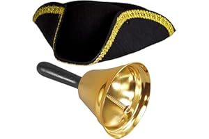 I LOVE FANCY DRESS Town Crier Fancy Dress Accessory Set Tricorn Hat + Gold Bell Bellman Criers Medieval Costume Set