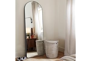 KIAYACI Specchio da pavimento con supporto per camera da letto, specchio da parete completo (nero, 149,9 x 50,8 cm)