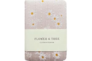 ipoul Fabric Pocket Notebook, Flower Cloth Hardcover Journal, A6, 264 Pages, 4x6 Small Notebook & Sketchbook, Similar Embroidered Journal, Lay Flat, Daisy Gifts for Women, Pink