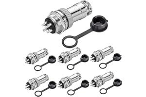 RUNCCI-YUN Aviation Stecker, 6X 16 mm Gewinde 4 Pin Weiblich Metall Aviation Draht Stecker + 6X 16 mm Gewinde 4Pin Metall Aviation Draht Stecker + 6 x Gummi Displayschutzfolie Gap,