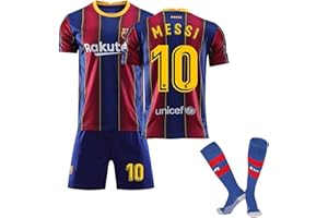 GENERIC Barcelone Camiseta de fútbol Niño,23/24 Equipacion Fútbol de Casa/Visitante,Nr.10 Juego de camisetas de Futbol infantil adulto,2024 Equipo de entrenamiento de fútbol Camiseta Pantalón corto y medias