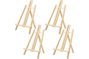 Belle Vous Caballete Pintura de Madera Mostrar Arte (Pack de 4) - 40 cm Caballetes para Mesa Pequeño Pino Natural - Trípode para Exhibir Lienzos, Marcos, Manualidades Niños, Set Mini Caballete Pequeño