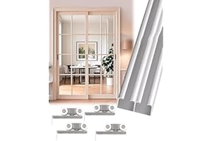 MINGLEZ Kit Puerta Corredera Kit de Rieles para Puertas Corredizas de Bolsillo de 2.1m 2.4m 2.7m 3.0m, Kit de Puerta Doble Tipo Granero Plateada de 1,5m y 2m, Riel para Puerta Corrediza de Paso.(3.3ft/1m)