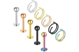 Longita 16G 6-10MM Piercing Lèvre Acier Chirurgical & Acrylique Boules de Remplacement Helix Tragus Stud Oreille Piercing Labret Helix Piercing Tragus pour Femme