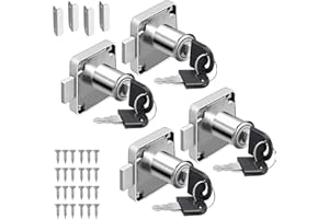 HXSYKJDM 4 Sets Möbelschloss mit Schlüssel, 22mm Sicherheits Schrankschloss, Rostfreier Stahl Spindschloss Aufschraubschloss für Schubladen und Schränke