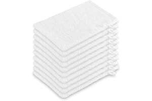 ZOLLNER 10 manopole da bagno in 16x21 cm - guanti assorbenti e morbidi in cotone - lavabili a 95°C - con pratico gancetto -bianco - qualità alberghiera