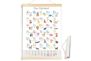 Oizemori ABC Poster für Kinder – 33×44 cm buntes Poster Alphabet mit Tieren und Buchstaben, ideales ABC Lernposter Grundschule, Alphabet Chart für Vorschule und Lernposter Grundschule zum Lernen