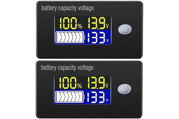 DollaTek 2 st batterikapacitetsindikator, 12 V, display, LCD, voltmätare, temperaturmätare, testare för Li-ion, Lifepo4, blysyra