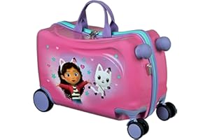Undercover - Gabby's Dollhouse Ride-on Trolley – bagaż dziecięcy do siedzenia na górze, obciążenie do 50 kg, z praktycznymi uchwytami do noszenia, stabilna walizka podróżna, Rosa, Walizka z twardą