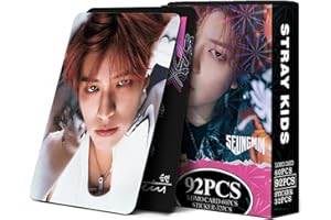 YUTO Stray Kids - 92 tarjetas fotográficas de álbum de Stray Kids, tarjetas de regalo Kpop, tarjetas Lomo, merchandising 60 tarjetas Kpop Lomo y 32 calcomanías para niños callejeros (seungmin)