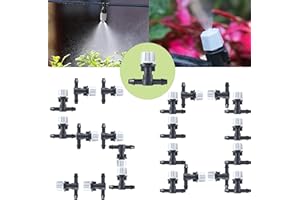 ELEPURE 50PCS Système Irrigation Jardin Kit d'Irrigation Goutte à Goutte Automatique Micro +Tee Joint de Tuyau, Buse Brumisateur D'eau Terrasse Jardin Planté Extérieur Mini d'Arrosage Dripper Alésoir Gicleur