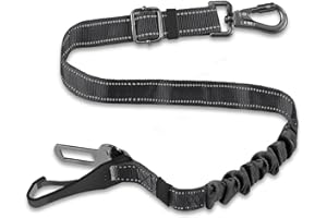 EXTFANS Hunde sicherheitsgurt für Auto, hundegurt fürs Auto sicherheitsgeschirr Einstellbarer mit universalstecker & Befestigung der verriegelungsstange (schwarz)