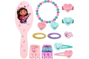 CERDÁ Gabby's Dollhouse 11pcs Girls Kids Hair Accessories Clips Comb Bands and Beauty Set
