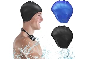 JINSIHU 3D ochrona uszu czepek pływacki - czepek pływacki kobiety mężczyźni - wodoodporny silikonowy czepek kąpielowy - damski czepek kąpielowy - czepek kąpielowy długie i krótkie włosy