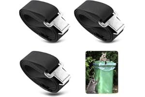 lasuroa 3pz Lucchetti per Bidoni Spazzatura per Animali, Regolabili Cinghia per Coperchio Bidone Spazzatura per Procioni Antivento Universale Lucchetto per Cinghia per Bidone Spazzatura per Esterni