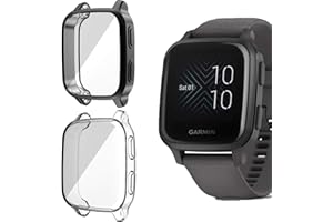 Giaogor Schutzhülle Kompatibel mit Garmin Venu SQ, Flexibles TPU Vollschutz mit Displayschutzfolie Kratzfest Displayschutz Schutz Hülle Für Garmin Venu SQ (schwarz + Transparent)