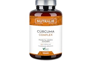 Cúrcuma Orgánica con Jengibre y Pimienta Negra (1420mg x Dosis) - Curcumina y Piperina - Turmeric Cúrcuma BIO -120 Capsulas Nutralie