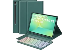 ‎BETTDOW Bettdow für Samsung Galaxy Tab S10 Lite/ S10 FE 10,9" 2025 Tastatur Hülle, QWERTZ Layout Abnehmbarer Beleuchtete Tastatur mit Hülle für Galaxy Tab S10 FE/ S9 FE 10,9 Zoll/ S9 11 Zoll, Dunkelgrün