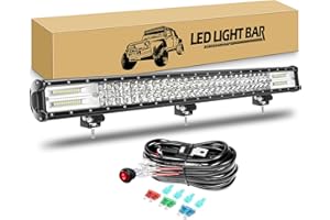 RIGIDON 72cm 28" 396W Barras de luz Luces de Trabajo con 12V Kit de cableado, Faros Focos led Niebla para 4x4 Off Road Camión Tractor Coche Todoterreno Vehículo, 6000K Luces de antiniebla