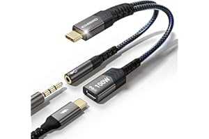 KiWiBiRD Adapter USB C na jack typu C na 3,5 mm gniazdo audio AUX z szybkim ładowaniem PD 100W żeńskie słuchawki kompatybilny z iPhone 16 15 Plus Pro Max iPad Pro Mac Galaxy S25 S24 A53 Mikrofon