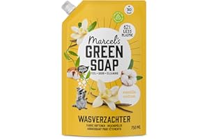Marcel's Green Soap - Recharge d'adoucissant vanille & coton - Adoucissant liquide - Sans microplastiques ni huile de palme - Végétalien - 750ml