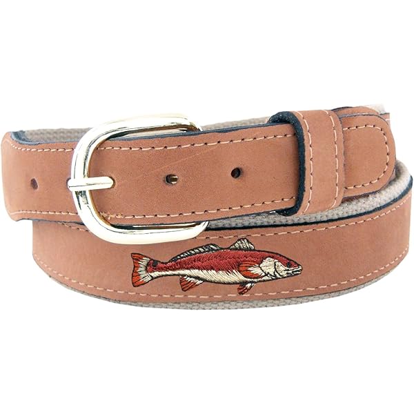 ZEP-PRO Men's Dolphin Embroidered Leather Belt - Fishing Theme Casual Wear