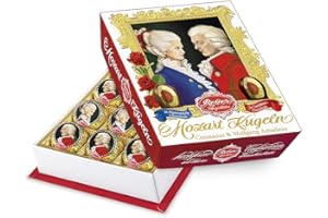 ‎REBER Reber Wolfgang & Constanze Mozart-Kugeln Barock, 12er Packung, Mozart-Kugeln aus Zartbitter- Alpenmilch-Schokolade, Gefüllt mit Pistazien, Marzipan, Mandeln, Haselnuss-Nougat, 240g