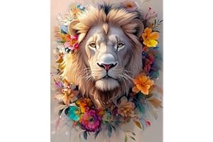 DAERLE Pintar por Numeros Adultos, León floral, DIY Painting by Numbers Kits, León colorido, Cuadros para Pintar por Numeros Pinturas Acrilicos, decoración para el hogar 40x50cm Sin Marco