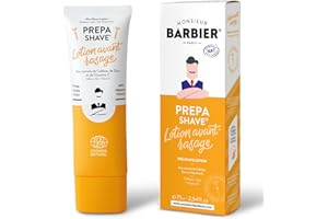 Lotion Avant Rasage de Monsieur BARBIER | Pour peaux sensibles | Caféine, Zinc & Vitamine C | Prévient irritations et poils incarnés | Végane, Naturelle et Française | Sans sulfate ni parabène | 75mL