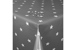 DHT-WACHSTUCH Wachstuch Wachstischdecke Weihnachtstischdecke Sterne Grau 130 x 240 cm Rechteckig abwaschbare Tischdecke