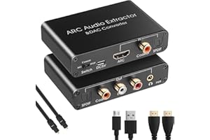 UNSTINCER arc hdmi Estractor 2.0/5.1 Stereo cec + 192KHz DAC Convertidor, HDMI/Digital spdif optical toslink coaxial a Analog 3,5mm Jack L R y coaxial spdif, Adaptador para TV Auriculares