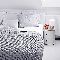 Grobstrick-Decke Handgefertigt – 129,5x170,2 Cm, Chenille, Weich, Für Sofa & Bett