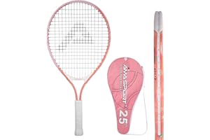 AMA SPORT Kids Tennis Racket for Junior Toddlers Starter Kit 17-25" for Girl Pink and Boy Yellow with 420D Nylon Shoulder Strap Bag