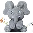 Peekaboo Elephants Newborn Baby Toys - Peek A Boo Elephant Plush Interactive Toy Stuffed Animal Sing 4 Songs Elephant Teddy For Baby Boys Or Girls Gift 0-36 Months