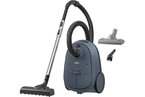 AEG Aspiradora de Trineo Con Bolsa AB61C2DBS, 850W, Filtro HEPA, Capacidad 3,5 L, Radio de Acción 12m, Ruedas XL, Cepillo Parketto, Boquilla 3 en 1, Incluye 1 bolsa, Azul